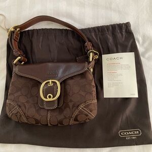 Coach Dark Brown Signature Shoulder Bag